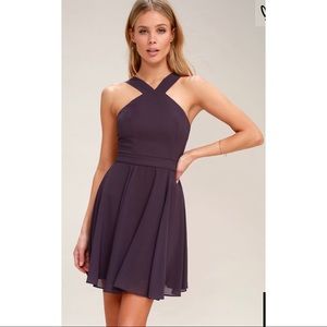 Lulus Forevermore Purple Skater Dress - Small